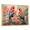 thumbnail image 2 of Designart "Tropical Parrot Pink and Blue Blooms I" Animals Framed Wall Art - Modern Pink Parrot Entryway Framed Wall Art Print, 2 of 6