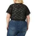 thumbnail image 3 of Unique Bargains Women's Plus Size Sheer Shrug Cardigan Floral Lace Shrugs Tops 2X Dark Black, 3 of 6