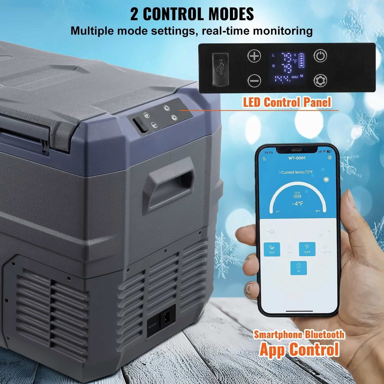 Car Refrigerator 32L, 12V/24V Dual Zone Portable Fridge Freezer, -4 to 68°F Adjustable, Compressor Cooler for Camping, RV, Truck & Home - Rapid Cooling