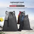 thumbnail image 3 of Dalazy Drawstring Packable Backpack Earphone Hole Adjustable Card Water Bottle Headset Storage Bag Outdoor Camping Bags Organizer Dark Blue, 3 of 8