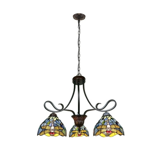 Chloe Lighting Sunniva Dragonfly 3-Light Glass Chandelier in Multi-Color