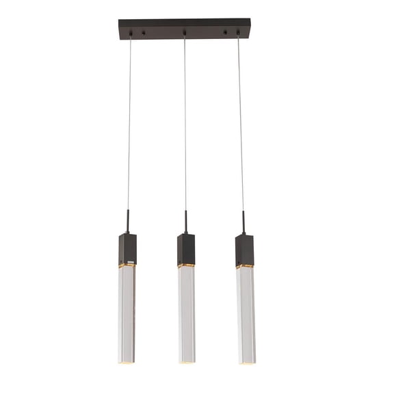 Bethel International Island Lighting Matte Black Metal & Crystal