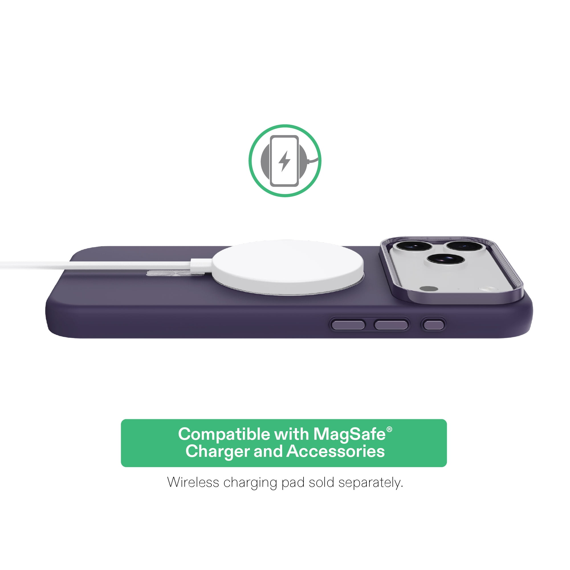 onn Soft Touch Phone Case for iPhone 18 Pro / 17 Pro, MagSafe Compatible - Purple