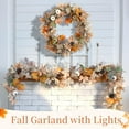thumbnail image 4 of Guvpev 6FT Fall Garland with Lights Neutral Autumn Maples Leaves Mantel Garland with Pumpkins Berries Cones Indoor Outdoor Thanksgiving Christmas Fall Decor for Home Mantel Fireplace Porch Table, 4 of 8