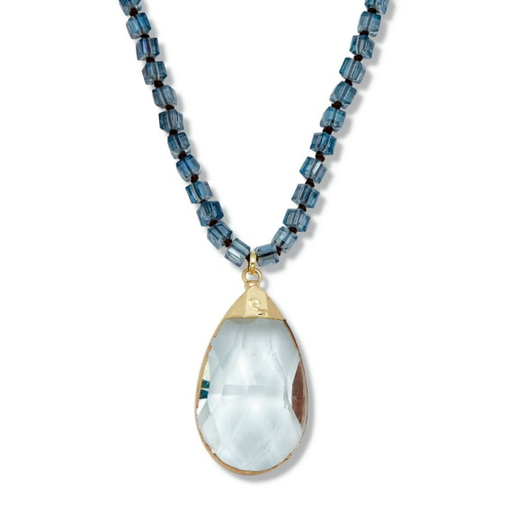 Crystal Pendant Beaded Goldtone Drop Necklace 32-inch