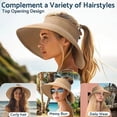 thumbnail image 4 of Pakyozj Sun Hats for Women Wide Brim Roll-Up Beach Ponytail Hat Packable Foldable Travel Straw Visor, 4 of 7