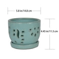 thumbnail image 5 of W&W Orchid Pot, Round, Blue Ceramic, 5.8 x 5.8 x 4.45 Inches, with Air Vents, 5 of 7