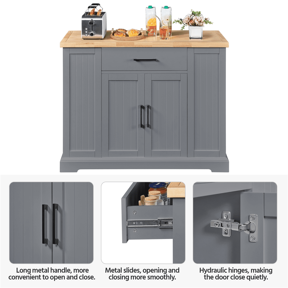 Alden Design Modern Kitchen Islands with Drawers, Engineered Wood Dark Gray, 36 in
