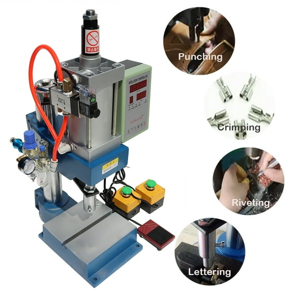 PreAsion Pneumatic Punch Press Transfer Machine (440Lb/200kg Pressure) Punches Milling Machine for Sheet Metal Hole with Controller