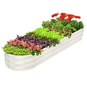 Raised Garden Bed Galvanized Metal Planter Box, 67D x 20W x10H, 7 cu. ft. White