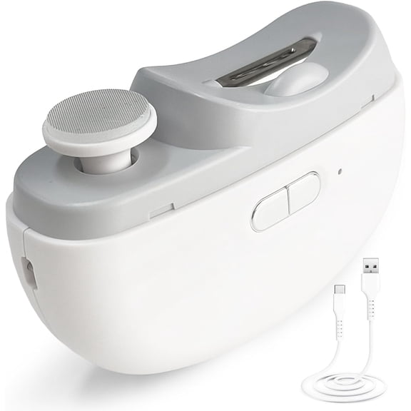 Electric Automatic Nail Clipper, 2 in 1 Auto Fingernail Cutter and Polishing Grinder for Baby Senior Adults, Rechargeable Cordless Fingernail Trimmer