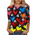 thumbnail image 2 of Xuyuer Womens Valentine T Shirts Love Heart Printed Graphic Tee Tops Spring Shirts Halloween Round Neck 3/4 Length Sleeve Graphic Tee Tops Fashion Casual Printed T-Shirt Top, 2 of 6