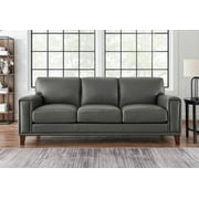 Hydeline Hayward 100% Leather Sofa Couch, 88.5", Steel