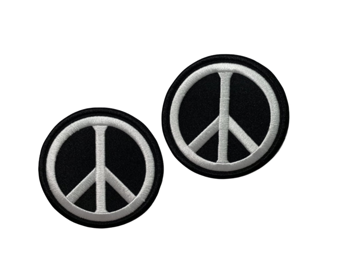 World Peace Sign Logo Embroidery Patch. Set of 2. Iron-on/Sew-on