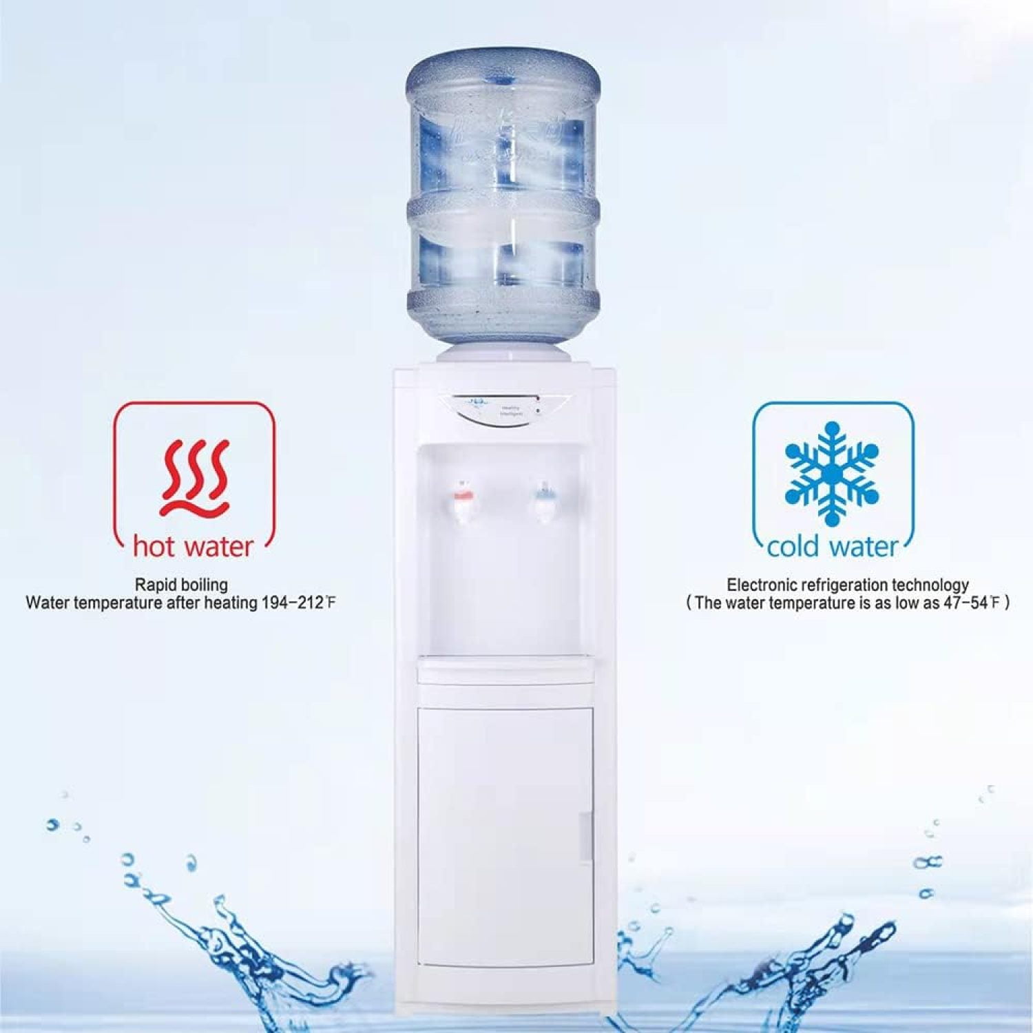 LUVCMFT Hot & Cold Top Loading Water Dispenser,5 Gallons Water Coolers with  Child Safety Lock Removable Drip Tray & Storage Cabinet,Water Cooler