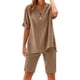 thumbnail image 1 of Camisetas de Algodón de Manga Larga para Mujer, Algodón de Verano Y Lino, Manga Corta con Cuello en V Y Pantalones Cortos, 1 of 9
