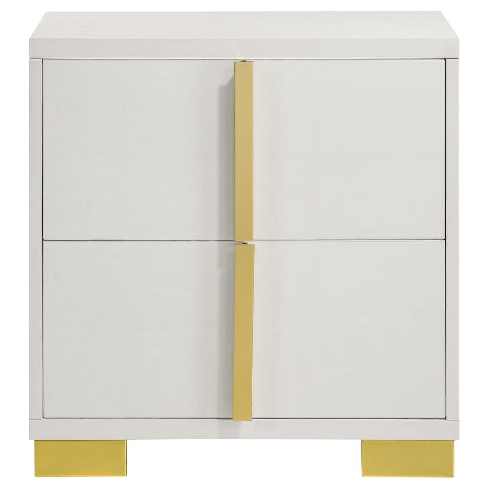 Coaster Company 4-Piece Contemporary Wood Queen Bedroom Set, White/Gold