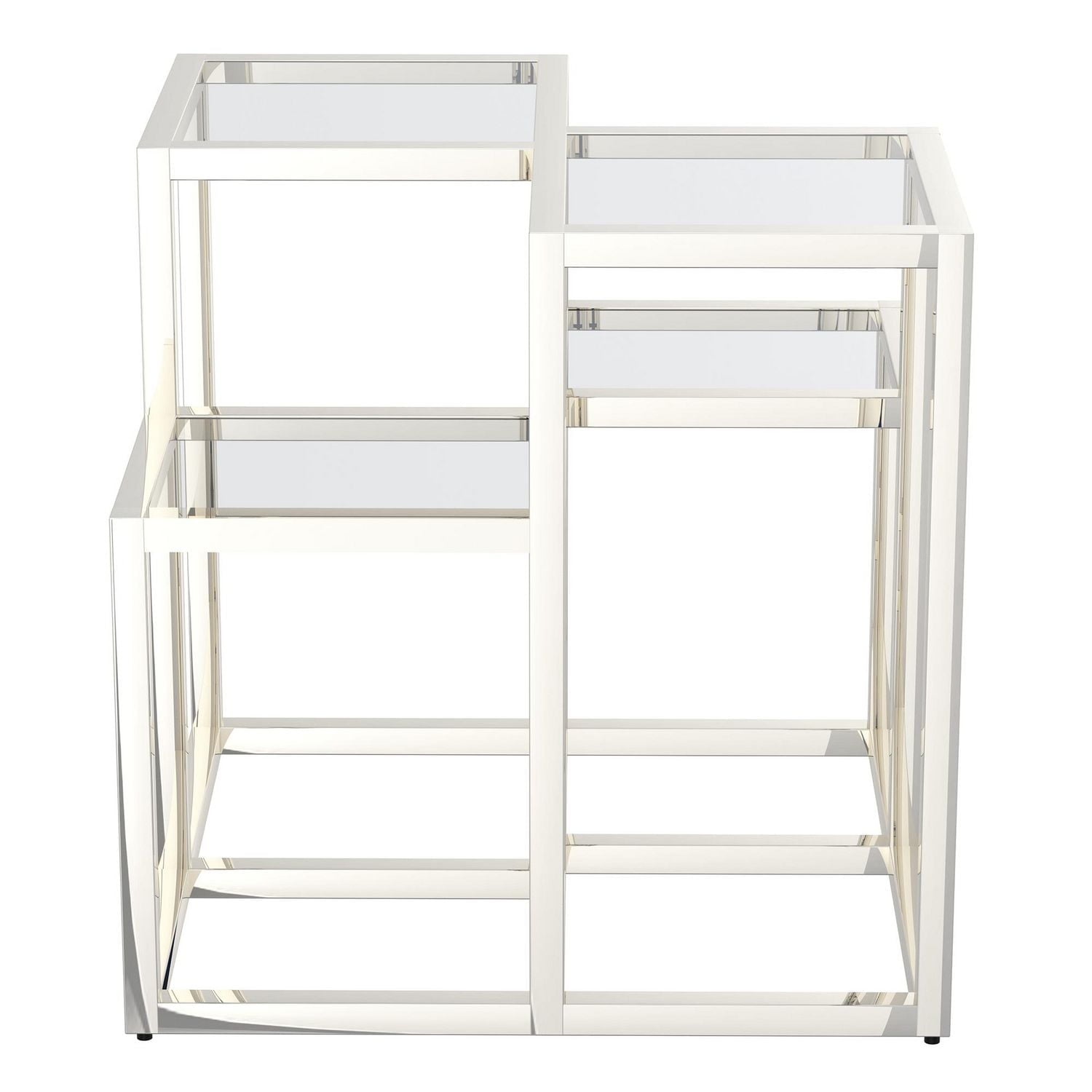 Table d'Appoint Contemporaine en Métal et Verre - Argent