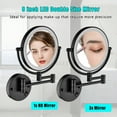thumbnail image 4 of 8 Inch LED Wall Mount Two-Sided Magnifying Makeup Vanity Mirror, 12 Inch Extension Matte Black, 1X/3X Magnification, 360 Degree Rotation, Waterproof Button Shaving Mirror, 4 of 4