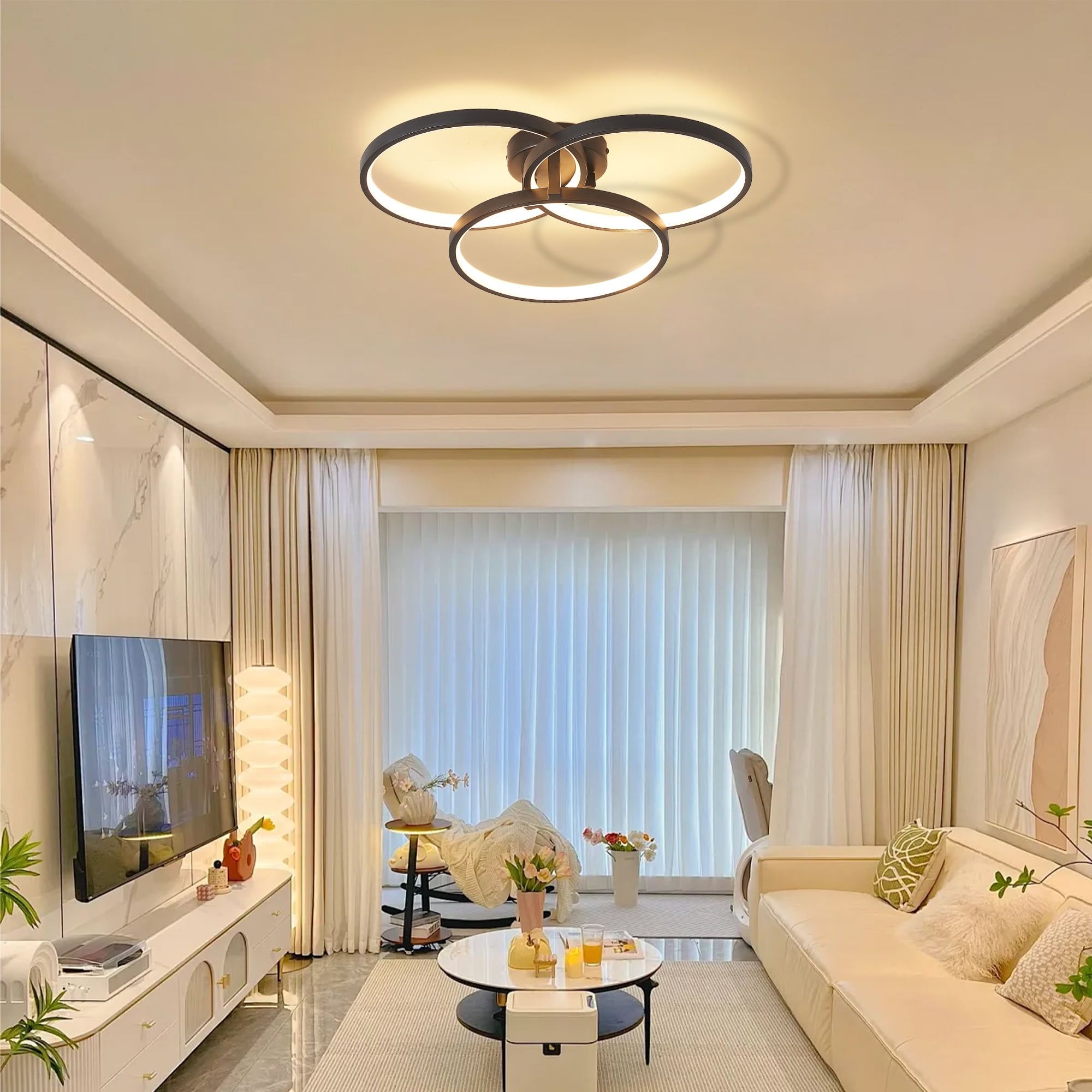 minimalist style，Flush Mount Ceiling Light for House,Adjustable color temperature 3000K/4000K/5000K