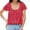Z-Red282, variant on JIAYUE Women's T-Shirts For Casual And Vacation Wear Short Sleeve Solid Color Scoop Neck With Lace Hollow Out Detail And Bow Tie Design Trendy Female Tops