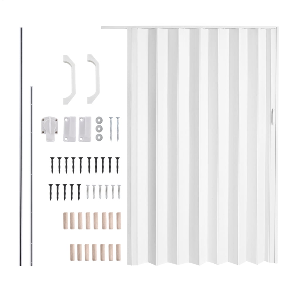 Accordion Doors Interior, Fabric Folding Door Curtain for Closet & Room Divider, Fold Interior Room Divider with Easy Installation for Bedroom, Living Room, Office