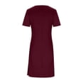thumbnail image 4 of ClodeEU Women's V Neck Ruched Wrap Dress,Short Sleeve Bodycon Casual Party Dress Wine,Women's Plus XL, 4 of 5