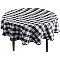 

Checkered Round Tablecloth 30 Inch - Waterproof Stain and Wrinkle Resistant Washable Fabric Table Cloth for Dining Room Party Outdoor Picnic Black and White(Black and White)