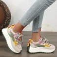 thumbnail image 3 of Women's Platform Slip On Sneakers Color Blocking Wide Toe Box Non Slip Running Shoes Breathable Casual Shoes Green Size 5.5, 3 of 6