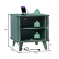 thumbnail image 5 of PHOYAL Green Large End Table with Charging Station, Vertical Strip Square Side Tables with Sliding Door Storage for Living Room, 5 of 8