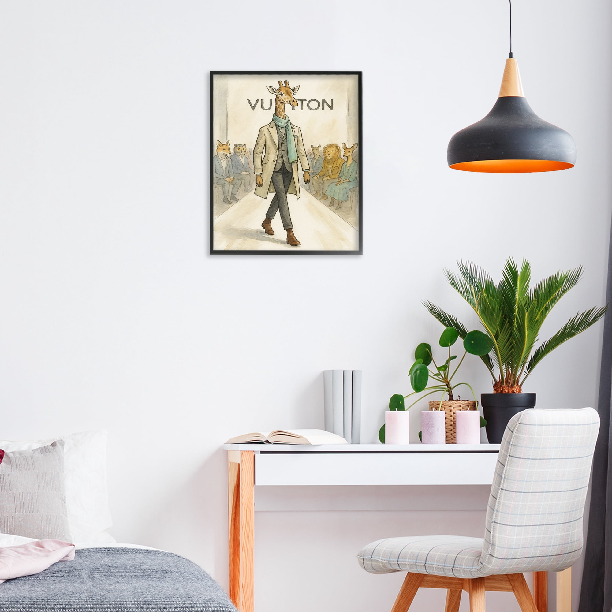 Stupell Industries Fashion Runway Giraffe Black Framed Giclee Art, design by Grotto Studios