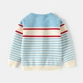 thumbnail image 3 of Cethrio Boys Stripe Sweaters Size 8, Pullover Crewneck Thermal Knitting Cotton Kids Sweaters Light Blue, 3 of 7