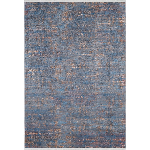 Sircan Blue Modern Polyester Area Rugs for Living Room Washable Rugs Boho Moroccan Area Rug Soft Geometric Bohemian Carpet Distressed Indoor Rug for Bedroom Dining Room Office Nonslip Rug