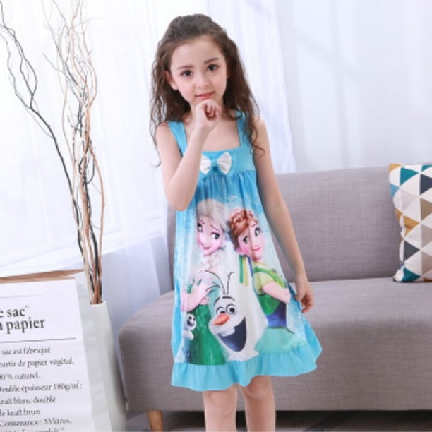 Anna Elsa Dress Girls Nightdress Ropa Pijamas de dibujos animados Ropa para niños Pijamas de manga corta Vestido Kids Family Wear Tan Jianjun unisex
