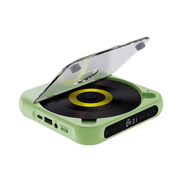 Wisewang Portable CD Player With High Sensitivity LCD Screen Compact Size Convenient To Carry For Outdoor FM Radio Mak Green 135x135x25mm