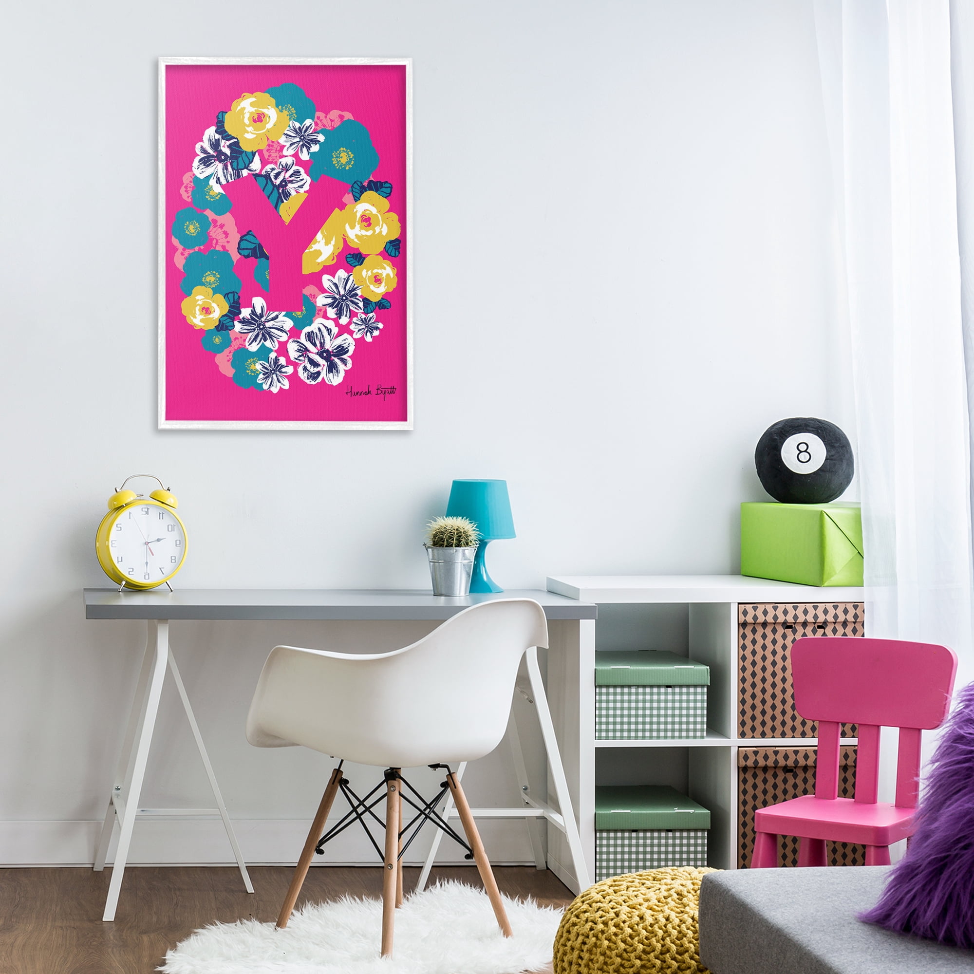 Stupell Industries Floral Bloom Letter Y Botanical & Floral Painting White Framed Art Print Wall Art, 20 x 30