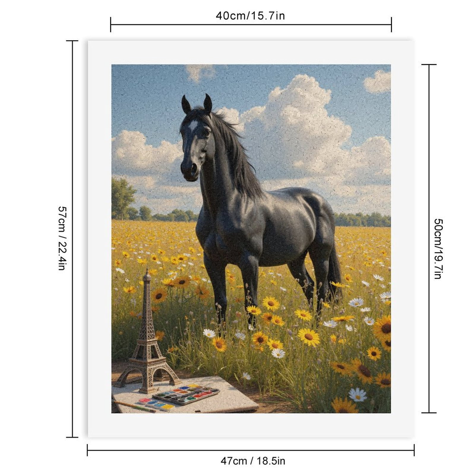 Paint By Numbers Kit for Adults Beginner - Horse Field Painting Tower DIY Canvas Painting Kits for Adults, Frameless Paint By Number for Adults for Home Wall Decor 16x20 Inch