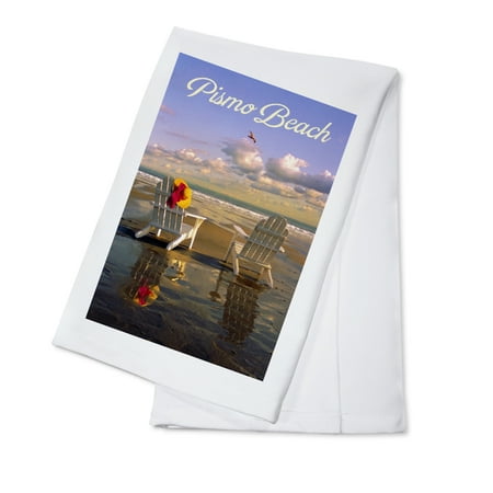 Pismo Beach, California, Adirondack Chairs on the Beach (100% Cotton Tea Towel, Decorative Hand Towel, Kitchen and Home)