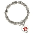 thumbnail image 4 of Sterling Silver Bracelet Medical Cable 18 mm 7.75 in Rhodium Engraveable Enamel Heart ID, 4 of 4