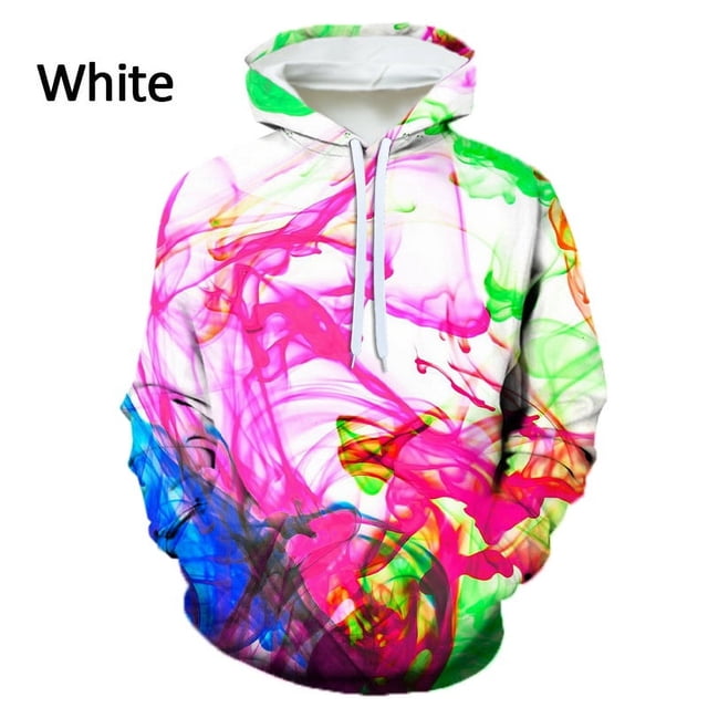 Sweat à Capuche Imprimé 3D Décontracté à Manches Longues pour Hommes, Encre Éclaboussée, Dégoulinant, Coloré, Punk de Rue, Hip Hop