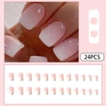 thumbnail image 2 of Uñas postizas acrílicas adhesivas Whiosyrt cortas cuadradas con degradado blanco, 2 of 6