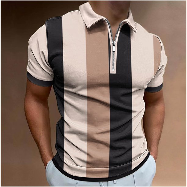 pstuiky camisetas de hombre, Camiseta holgada de manga corta con solapa y cremallera para hombre camisas casuales para hombre l