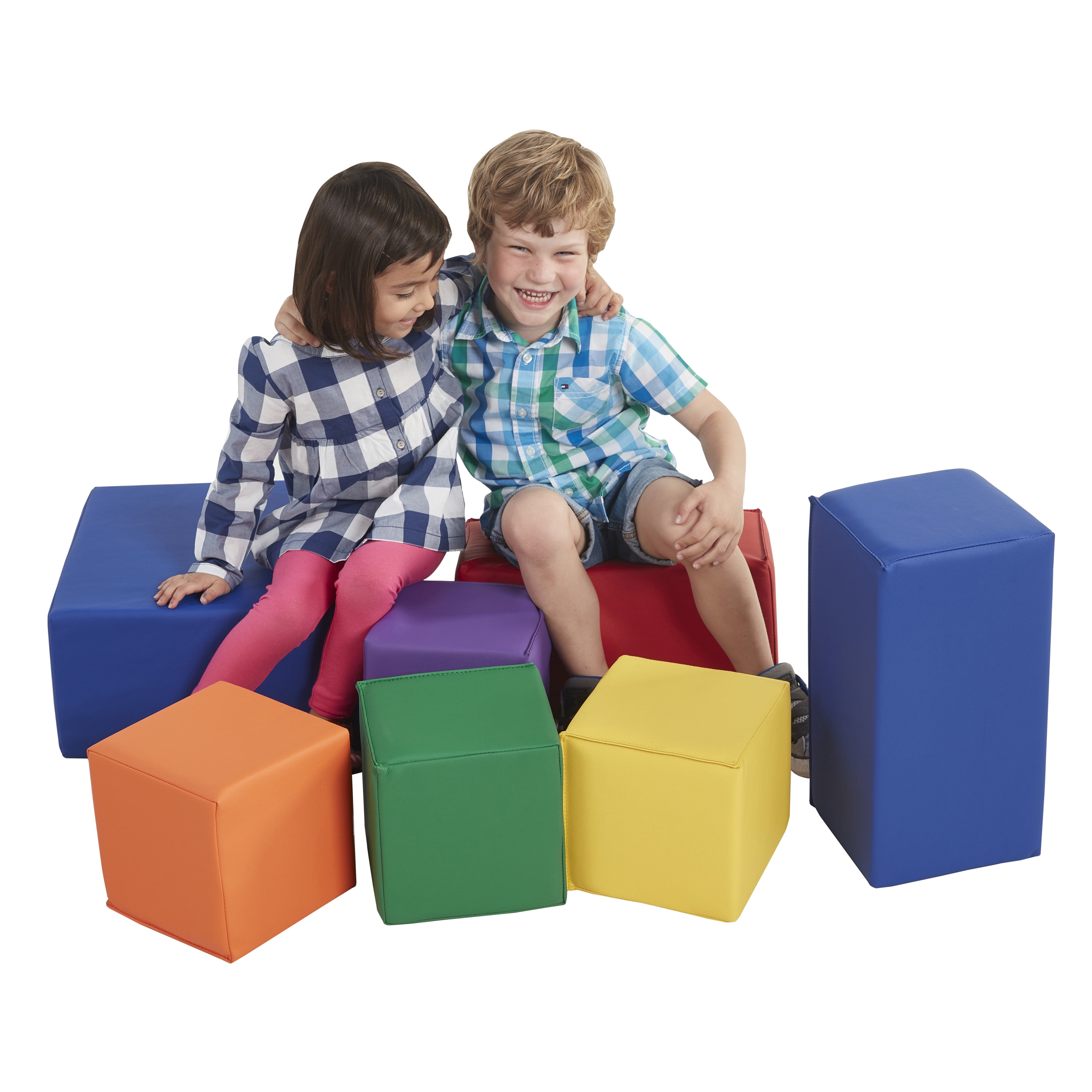 ECR4Kids SoftZone Patchwork Toddler Building Blocks, Foam Cubes, Assorted,  12-Piece