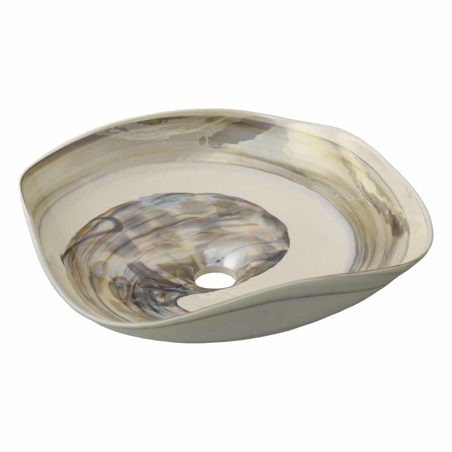 MR Direct MG1515 Abalone Glass 14.75 x 14.75 x 4.00 in Square Vessel Sink