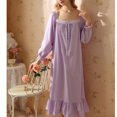 thumbnail image 2 of Previn Women's Cotton Victorian Nightgown Cute Pajamas Dress Princess Summer Long Night Dress Vintage Short Sleeve Ruffle Comfy Soft Sleepwear Purple Small, 2 of 4