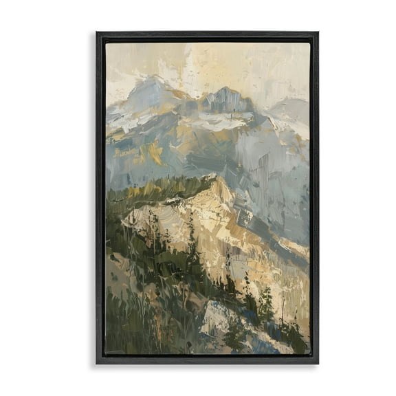 Stupell Industries Rugged Mountains View Landscape & Nature Painting Black Floater Framed Canvas Art Print Wall Art, 17 x 25