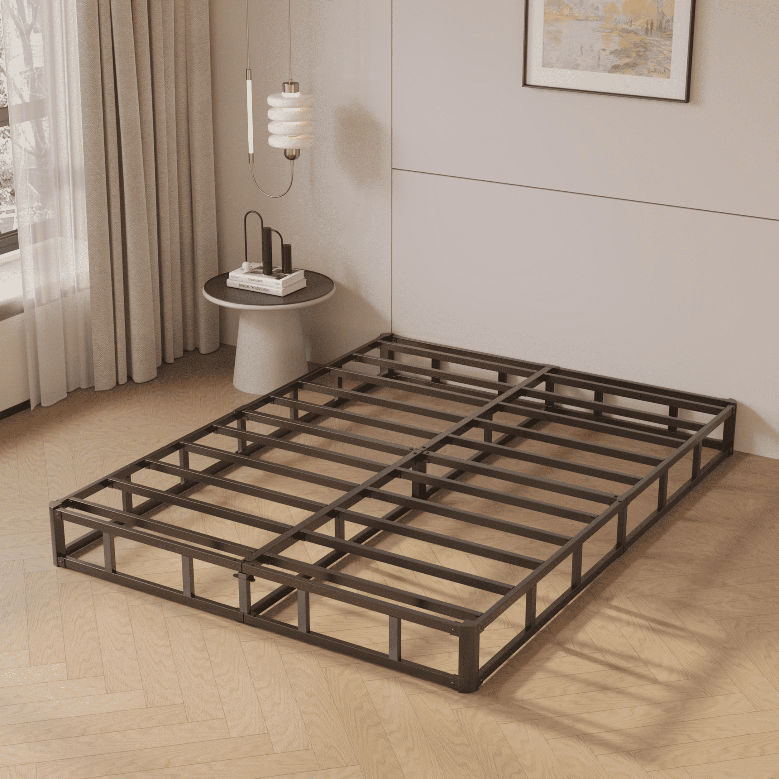 Roomdiary 9 inch King Box Spring with Fabric Cover, Heavy Duty Metal Mattress Foundation, Noise Free, Easy Assembly