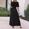 thumbnail image 4 of HXWCHs Robe Chandail Femme Fluide Col en V Ceinture à Nouer Robe d'Été Décontractée Confortable Plage Évasée Maxi pour Printemps Noir P, 4 of 7