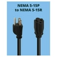 thumbnail image 2 of 1ft Power Extension Cord 12-Pack - 14AWG SJTW Short Extension Cords, 15A 125V 1875W, 3-Prong Power Cord, NEMA 5-15P to 5-15R, Black, UL Listed, 2 of 3