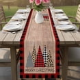 thumbnail image 5 of Christmas Tree Table Runner 72 Inches, Xmas Buffalo Plaid Leopard Print Brown Wooden Bed Runner Dresser Scarves Tabletop for Indoor Outdoor Parties/Ceremony/Banquet, 16" x 72", 5 of 8